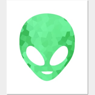 Green Alien Head Posters and Art